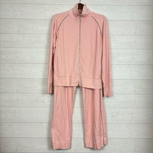 NWT JOAN VASS PINK SWEATSUIT JACKET PANTS LYCRA SIZE 3 (16)